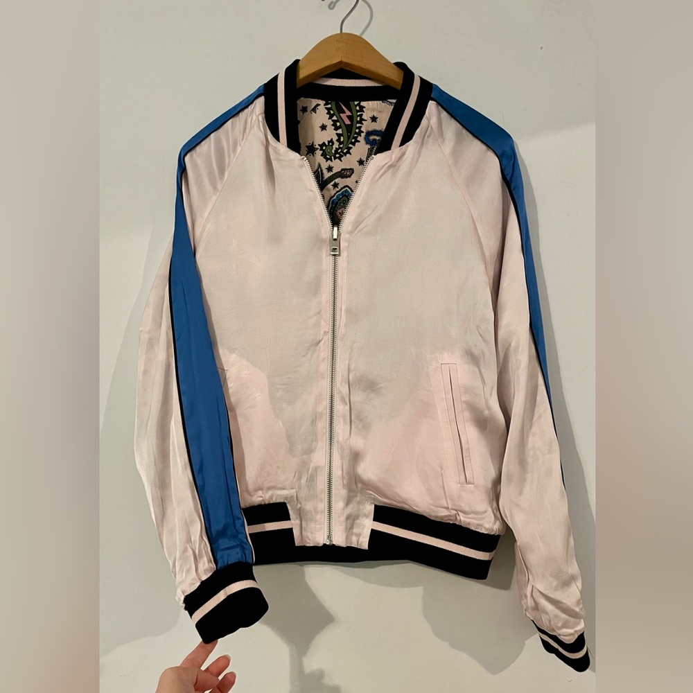 Reversible silk varsity jacket